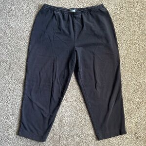 Lands’ End black cropped stretch pants elastic waist  SZ L 14/16 petite EUC